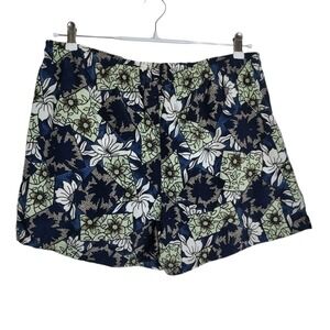 Pacific Scene Mens Floral Patchwork Swim Trunks‎ Navy Green XL C0657A